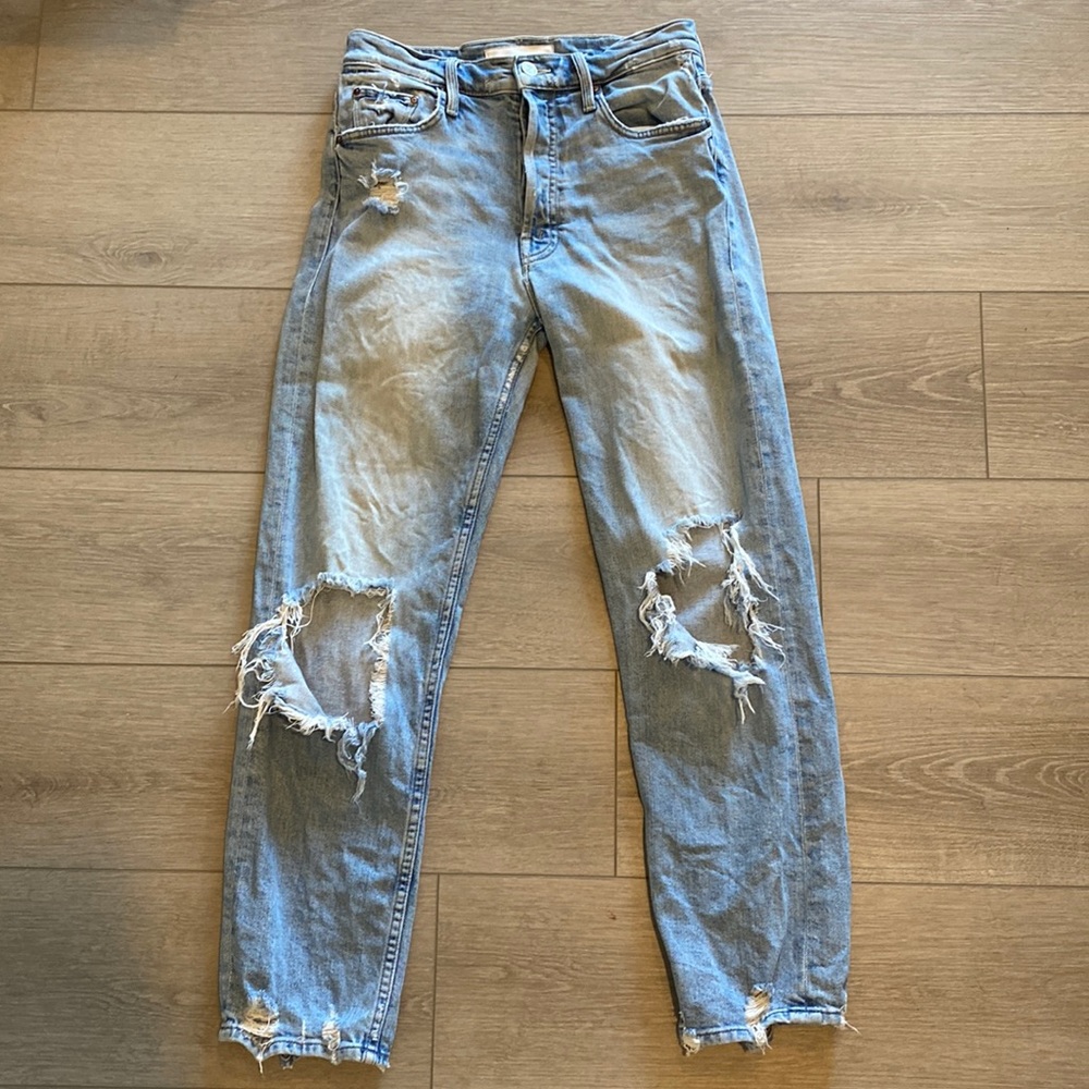 MOTHER Light Blue Distressed Women Jeans